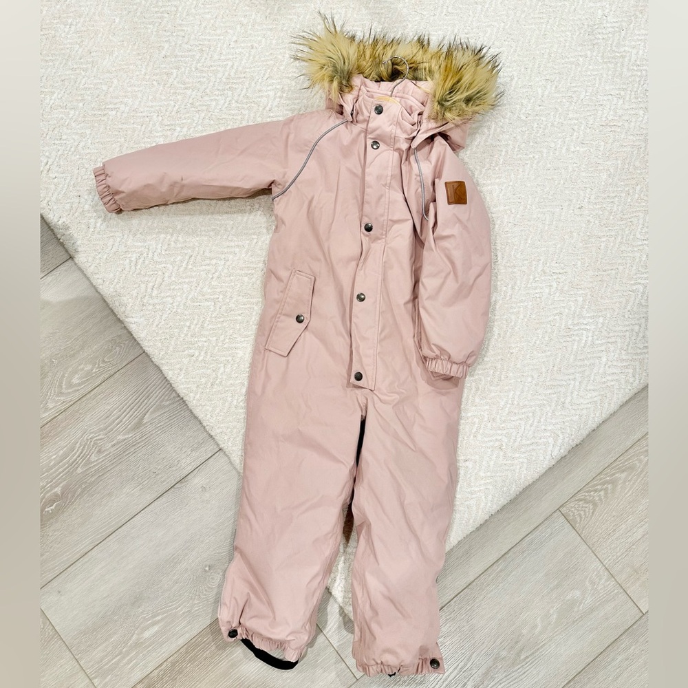 Kids Pink Snowsuit with Faux Fur Trim 💗